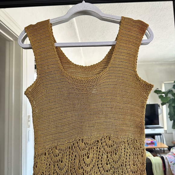 Mermaid core Brassy Olive Brown Crochet Dress - Picture 5 of 8